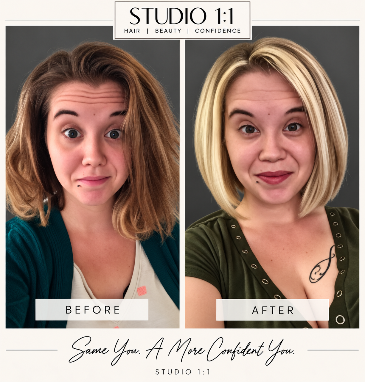 Blonde bob transformation before and after
