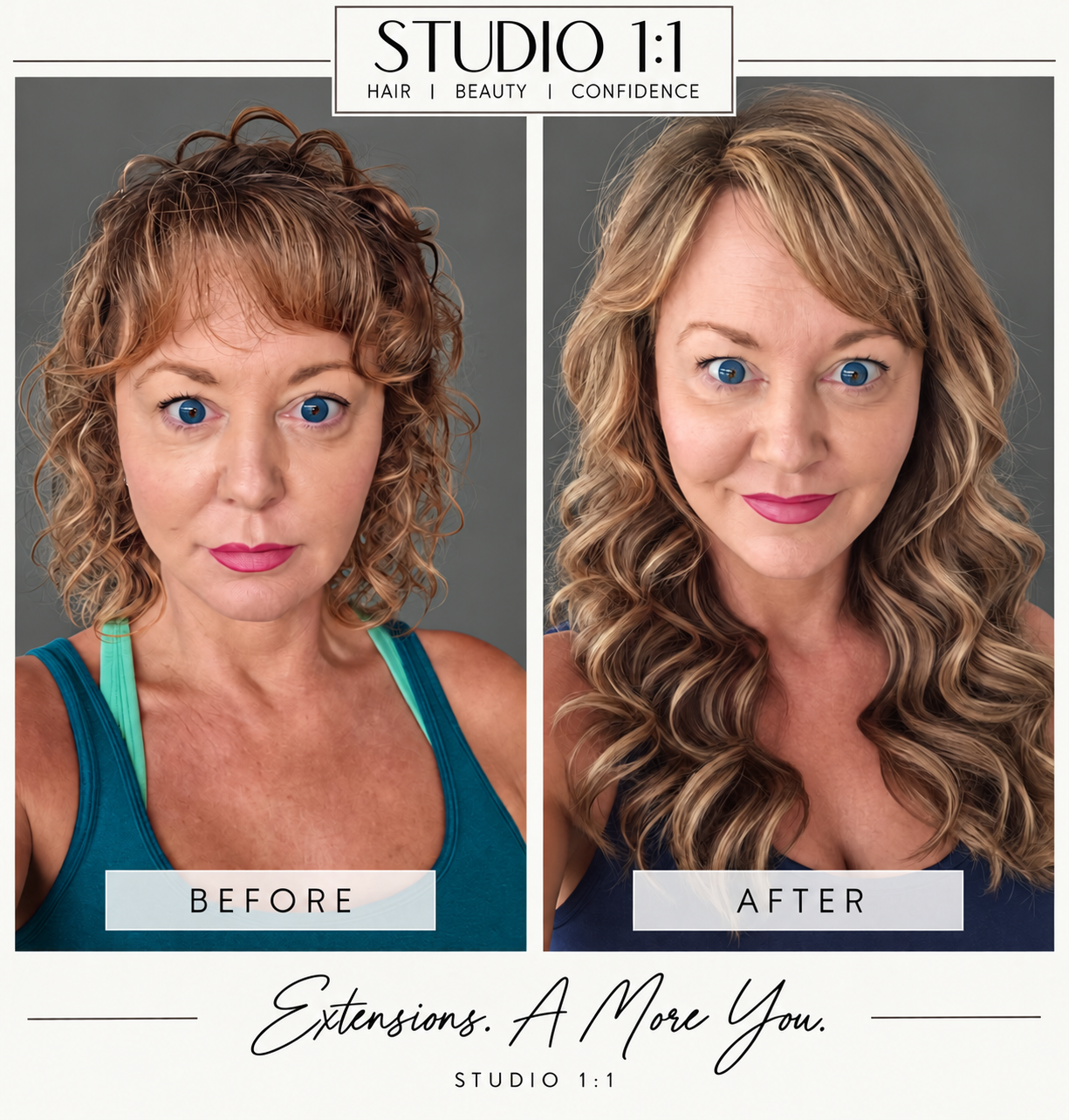 Hair extensions before and after — long waves