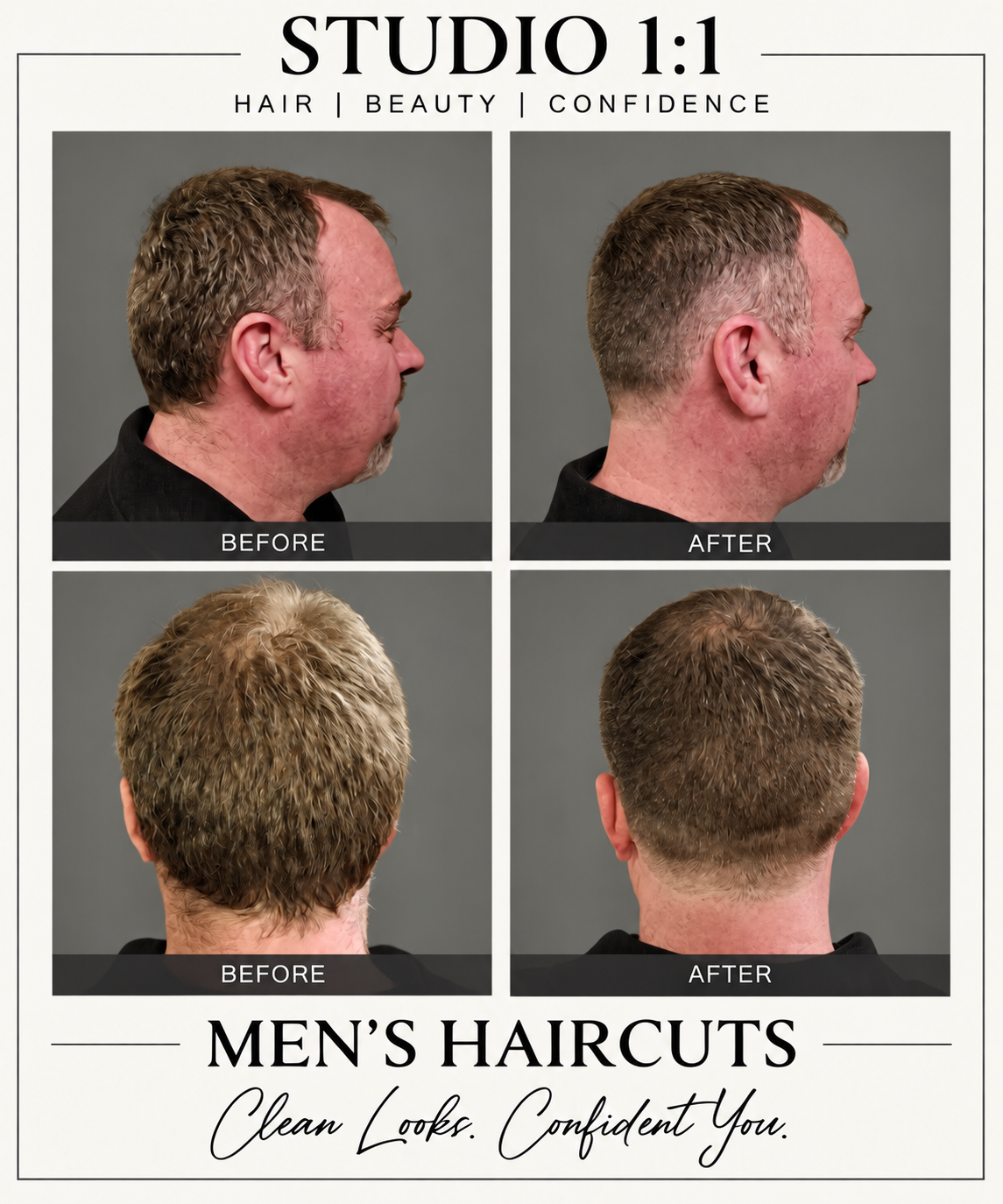 Men's haircut before and after