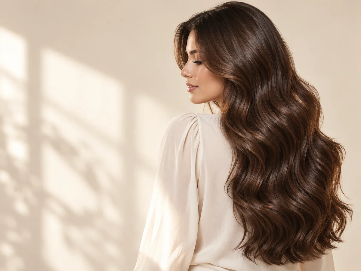 Glossy brunette waves